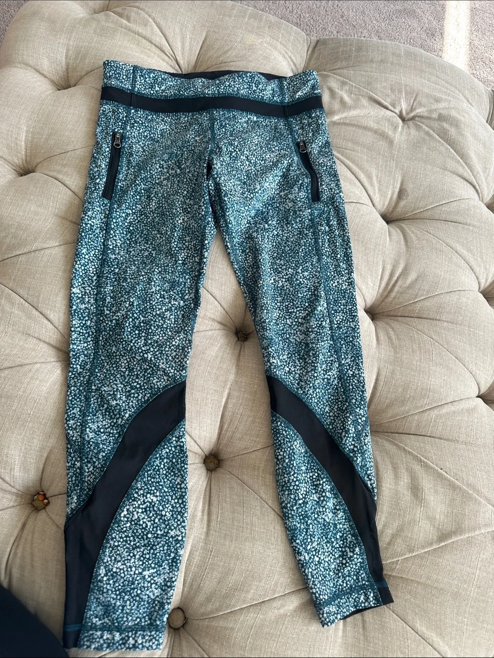 lululemon athletica Teal Speckle Leggings with Black Panels